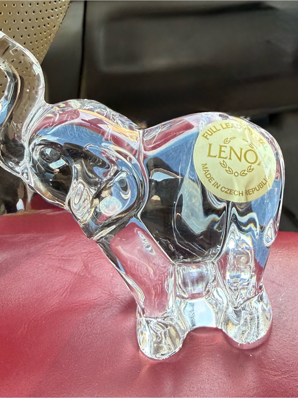 Vintage Lenox Full Lead Crystal Elephant Trunk Up Figurine
